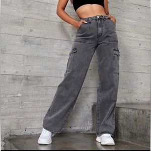 Woman’s Gray Denim Cargo Pants